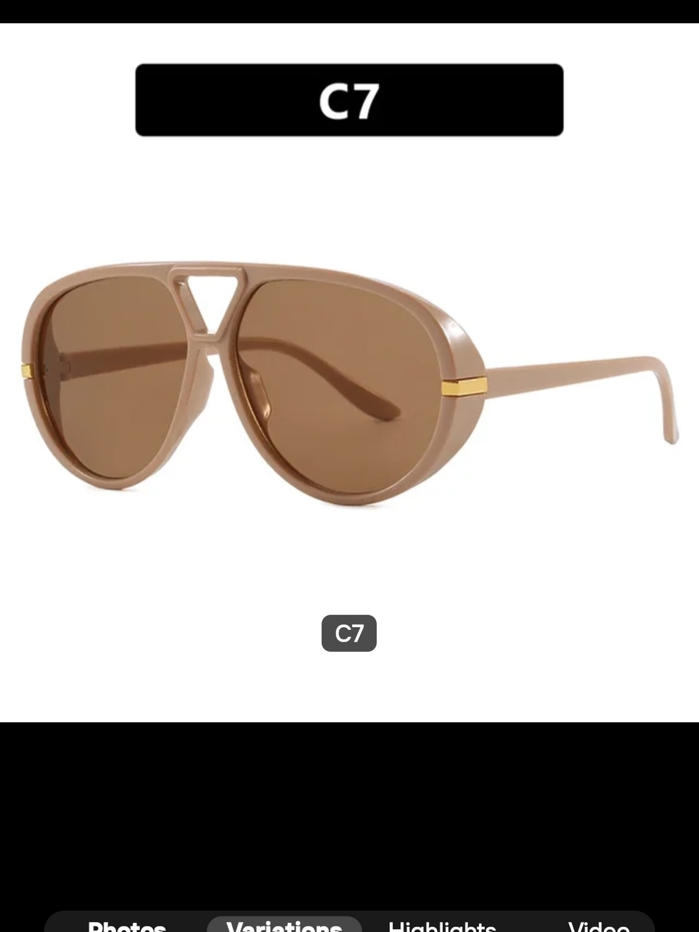 Ladies Aviator-Style Brown Sunglasses with Gold Accent